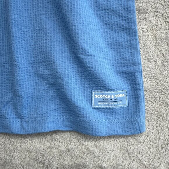 NEW Scotch & Soda Men's XL Blue Textured Cotton T-Shirt - Picture 9 of 11